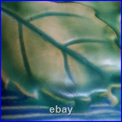 Roseville Blue Flowers Bushberry Blue Bowl Rare Handles Facing Up