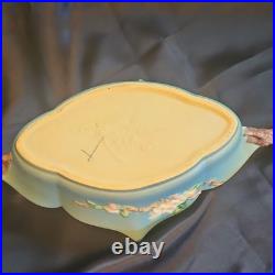 Roseville Floral Apple Blossom Vintage Art Pottery Console Bowl