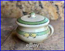 Roseville Juvenile Pottery Baby Chicks Chamber Pot Bowl with Lid Vintage Rare
