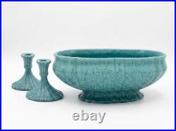 Roseville Mint1933 Tourmaline Blue Green 9.5 Console Bowl 241 W Org Foil Label