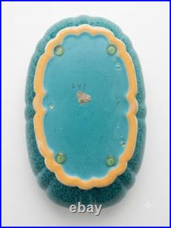 Roseville Mint1933 Tourmaline Blue Green 9.5 Console Bowl 241 W Org Foil Label