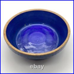 Roseville Pie Dish Bowl Blue Vintage Stoneware Pottery Co Blue Glazed Embossed D