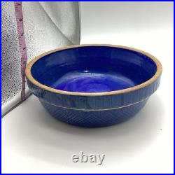 Roseville Pie Dish Bowl Blue Vintage Stoneware Pottery Co Blue Glazed Embossed D