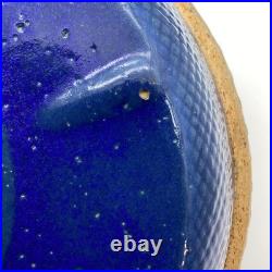 Roseville Pie Dish Bowl Blue Vintage Stoneware Pottery Co Blue Glazed Embossed D