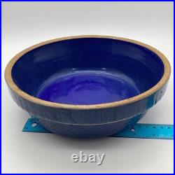 Roseville Pie Dish Bowl Blue Vintage Stoneware Pottery Co Blue Glazed Embossed D