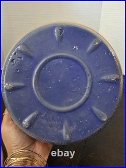 Roseville Pottery 1900s Venetian Blue Stoneware Bowl 9 Antique