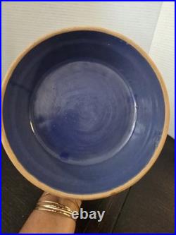 Roseville Pottery 1900s Venetian Blue Stoneware Bowl 9 Antique