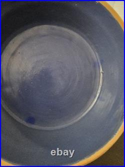 Roseville Pottery 1900s Venetian Blue Stoneware Bowl 9 Antique