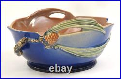 Roseville Pottery Blue Pine Cone Console Bowl, Shape 321-9