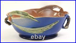 Roseville Pottery Blue Pine Cone Console Bowl, Shape 321-9