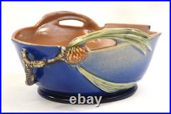 Roseville Pottery Blue Pine Cone Console Bowl, Shape 321-9