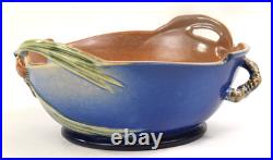 Roseville Pottery Blue Pine Cone Console Bowl, Shape 321-9