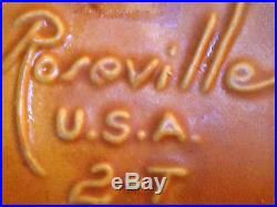 Roseville Pottery Bushberry Tea Pot, Creamer & Sugar Bowl Brown Vintage Rare