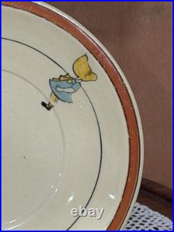 Roseville Pottery Juvenile Sunbonnet Sue Cereal Bowl, Cup, and Plate THREE PIECE