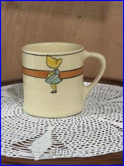 Roseville Pottery Juvenile Sunbonnet Sue Cereal Bowl, Cup, and Plate THREE PIECE