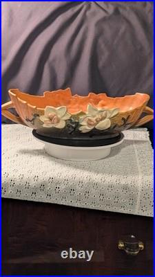 Roseville Pottery Magnolia Brown Console Bowl 449-10 Vintage 1943 Centerpiece