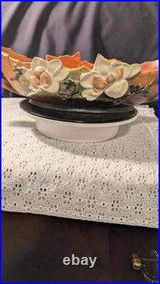 Roseville Pottery Magnolia Brown Console Bowl 449-10 Vintage 1943 Centerpiece