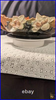 Roseville Pottery Magnolia Brown Console Bowl 449-10 Vintage 1943 Centerpiece