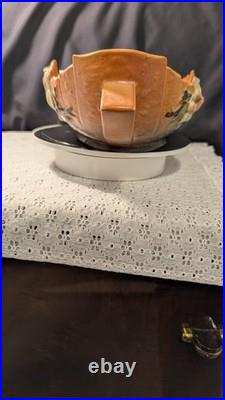 Roseville Pottery Magnolia Brown Console Bowl 449-10 Vintage 1943 Centerpiece
