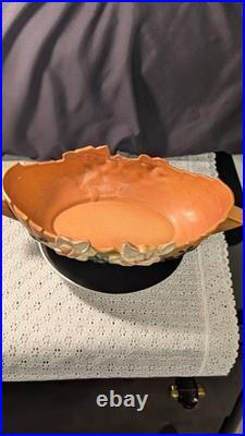 Roseville Pottery Magnolia Brown Console Bowl 449-10 Vintage 1943 Centerpiece