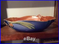 Roseville Pottery Pine Cone Blue console Bowl 323- 15 Vintage (17 long)