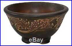 Roseville Pottery Rosecraft Vintage Brown Ceramic Bowl 140-4