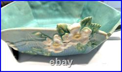 Roseville Pottery ca. 1940 White Rose Pattern Console Bowl #393-12