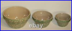 Roseville Robinson Ransbottom Pottery Green Spongeware Mixing Bowl Set