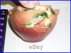 Roseville Snowberry 1J-4 Bowl Jardiniere Pink Rose vase Vintage Pottery-PERFECT
