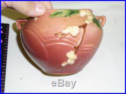 Roseville Snowberry 1J-4 Bowl Jardiniere Pink Rose vase Vintage Pottery-PERFECT