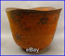 Royal Haeger Orange Peel Lava Glaze 1970s 8x10 Art Pottery retro vase vtg bowl