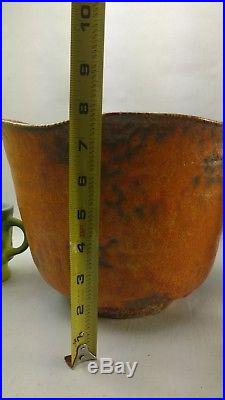 Royal Haeger Orange Peel Lava Glaze 1970s 8x10 Art Pottery retro vase vtg bowl