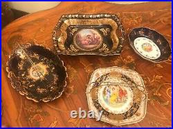 Royal Vienna Style Antique Vintage Rococo Style Bonbonierre, bowl, fruit plates