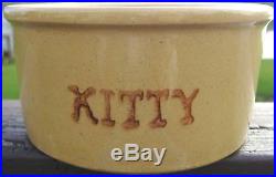 Rrpco kitty pet dish food water bowl USA 201 pottery vintage yellow ware vintage