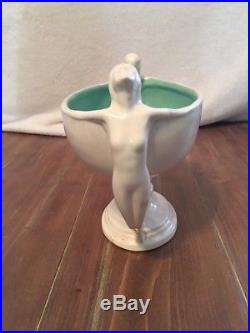 Rum Rill Redwing Pottery Compote Nudes 571 Rare Bowl Vintage 1950's Art deco