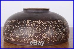 SCHEIER Edwin Mary SGRAFFITO Vtg Mid Century Modern Ceramic Studio Pottery Bowl