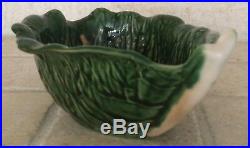 SECIA Portugal vintage majolica cabbage leaf green bowl
