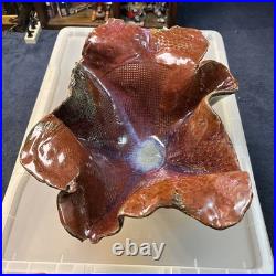 STUNNING Pottery Handcrafted SIGNED Ceramic Large Bowl Heavy Rare (Read)