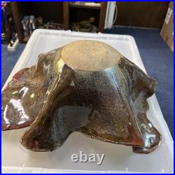 STUNNING Pottery Handcrafted SIGNED Ceramic Large Bowl Heavy Rare (Read)