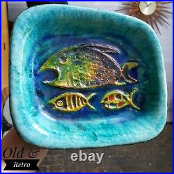 STUNNING Vintage retro Mid Century SMF Schramberg Majolika fish plate bowl tray