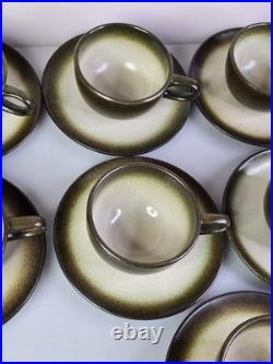 SUPERB VTG Heath Sand Sea Set 9x Cup & Saucer + 1x Extra Piece EXCELLENT COND