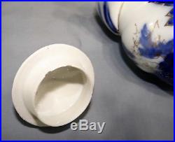 S & T RS Prussia Flow Blue Gold Teapot, Creamer & Sugar Bowl LID Set Vtg Antique