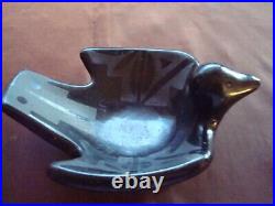 Santa Clara Blackware vintage bird-shaped bowl signed by Flora Naranjo