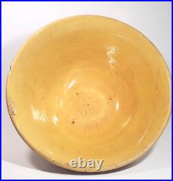 Scarce 12-inch American Antique Yellow Ware 5 Banded Bowl Mocha White Bands