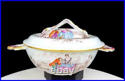 Sceanux Antique French Faience Victorian Scenes 10 Covered Bowl 1748-1790