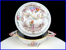 Sceanux Antique French Faience Victorian Scenes 10 Covered Bowl 1748-1790