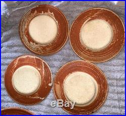 Set 12 Vintage Clay Pottery Art Dishes Earth Tones 4 Place Settings Handmade