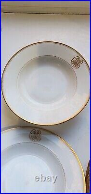 Set 5 Gilt Gold Monogram French D&C Limoges Rimmed Soup Bowls Elegant