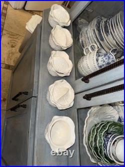 Set 5 Secla Portugal WHITE Cabbage Leaf Soup Tureens with Lids Vintage