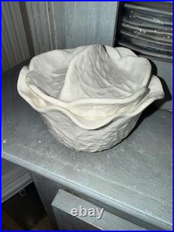 Set 5 Secla Portugal WHITE Cabbage Leaf Soup Tureens with Lids Vintage